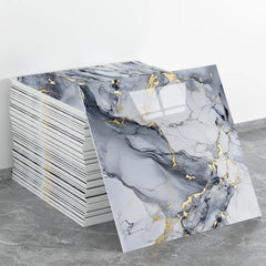 Aluminum Foil Marble Tile Wall Stickers – Self-Adhesive Waterproof Wallpaper