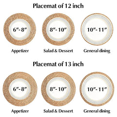 Boho Round Woven Rattan Placemats Set (4/8/12pcs, 12 Inch)