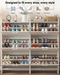 Slim Shoe Cabinet with 3 Flip Drawers