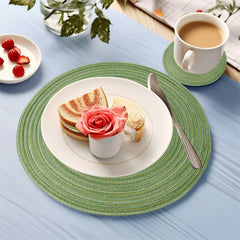 Set of 6 Round Braided Washable Placemats (34cm)