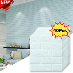 40Pcs Self-Adhesive Waterproof Brick Wallpaper – 38.5×35cm