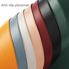 Cream PU Leather Placemat & Coaster Set (Oil-Proof & Waterproof