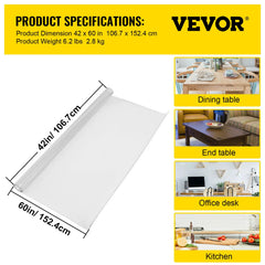 SucceBuy Transparent PVC Table Cover Protector (1.5–2mm Thick)
