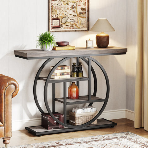 41.3" Industrial 4-Tier Console Table for Entryway & Living Room