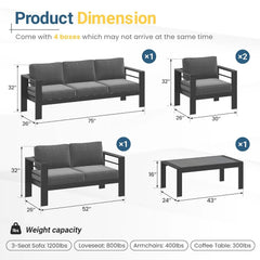 Oversized Aluminum Patio Furniture Set – All-Weather Deep Seating
