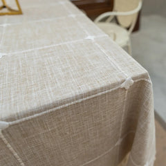 Grey Cotton Linen Embroidery Tassel Square Tablecloth