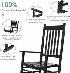 Homfa Wooden Rocking Chair for Porch, Bedroom & Balcony
