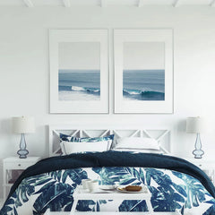 Set of 2 Blue Ocean Wave Canvas Wall Art Prints