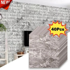 40Pcs Self-Adhesive Waterproof Brick Wallpaper – 38.5×35cm