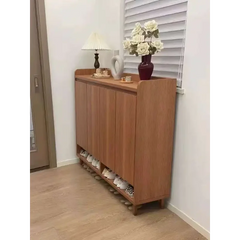 Multi-Function Pine Wood Shoe Cabinet with Entryway Storage
