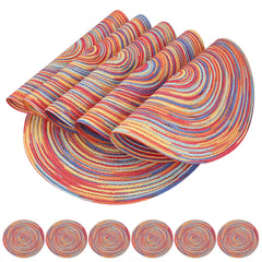 Set of 6 Round Braided Washable Placemats (34cm)