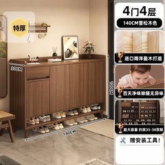 Multi-Function Pine Wood Shoe Cabinet with Entryway Storage