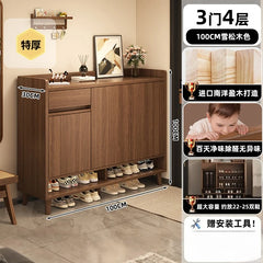 Multi-Function Pine Wood Shoe Cabinet with Entryway Storage