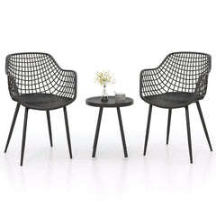 3-Piece Outdoor Patio Bistro Set – Black Heavy-Duty Table & Chairs