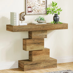 Tribesigns 42.5" Farmhouse Narrow Console Table with Geometric Base
