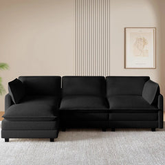 Modular Cloud Sectional Sofa with Movable Ottoman & Pillows