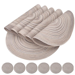 Set of 6 Round Braided Washable Placemats (34cm)