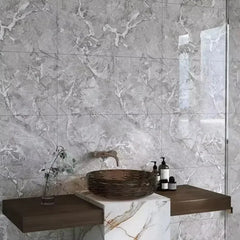 Aluminum Foil Marble Tile Wall Stickers – Self-Adhesive Waterproof Wallpaper