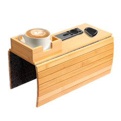 Bamboo Wood Foldable Sofa Armrest Cup Holder Tray