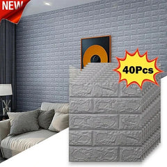 40Pcs Self-Adhesive Waterproof Brick Wallpaper – 38.5×35cm