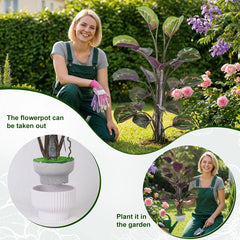 RIDDSEE 2.2FT Artificial Calathea Plant – Faux Peacock Plant with Pot