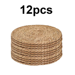 Boho Round Woven Rattan Placemats Set (4/8/12pcs, 12 Inch)