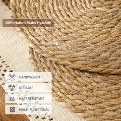 Boho Round Woven Rattan Placemats Set (4/8/12pcs, 12 Inch)