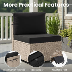 7-Piece Outdoor Rattan Patio Furniture Set with Glass Table