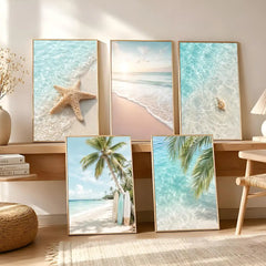 Summer Beach Ocean Canvas Poster – Sea Calligraphy Wall Art