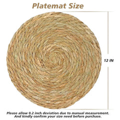 Boho Round Woven Rattan Placemats Set (4/8/12pcs, 12 Inch)