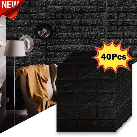 40Pcs Self-Adhesive Waterproof Brick Wallpaper – 38.5×35cm