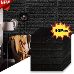40Pcs Self-Adhesive Waterproof Brick Wallpaper – 38.5×35cm