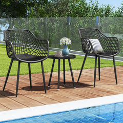 3-Piece Outdoor Patio Bistro Set – Black Heavy-Duty Table & Chairs