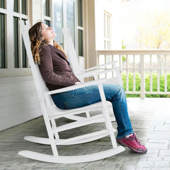 Homfa Wooden Rocking Chair for Porch, Bedroom & Balcony