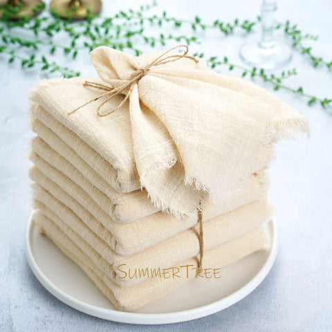 50pcs Beige Gauze Cotton Napkins – Vintage Retro Table Decoration