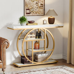 41.3" Industrial 4-Tier Console Table for Entryway & Living Room