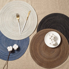 Set of 6 Round Braided Washable Placemats (34cm)