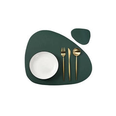 Cream PU Leather Placemat & Coaster Set (Oil-Proof & Waterproof