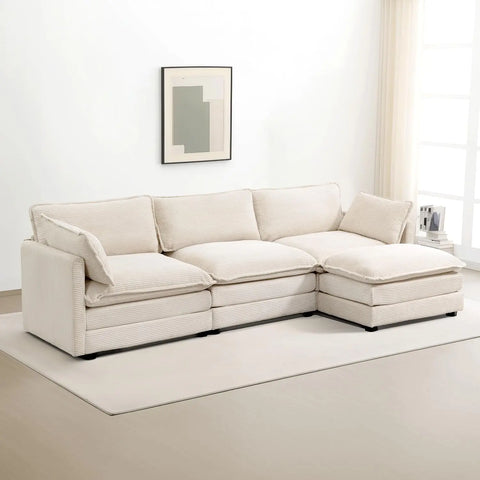 Modular Cloud Sectional Sofa with Movable Ottoman & Pillows