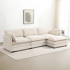 Modular Cloud Sectional Sofa with Movable Ottoman & Pillows