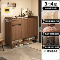 Multi-Function Pine Wood Shoe Cabinet with Entryway Storage