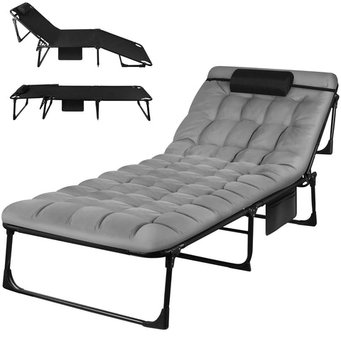 Portable Folding Camping Cot with 3-Position Reclining & Pillow