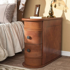 Tribesigns Round Solid Wood End Table with Drawer
