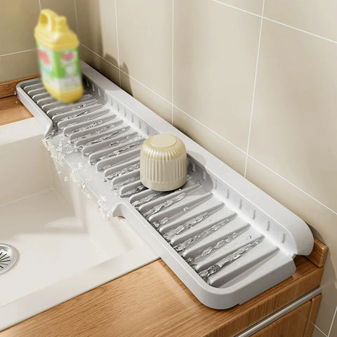Silicone Kitchen Sink Splash Guard with Soap & Sponge Holder