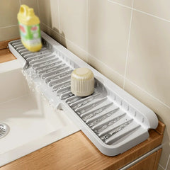 Silicone Kitchen Sink Splash Guard with Soap & Sponge Holder