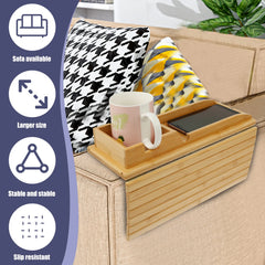 Bamboo Wood Foldable Sofa Armrest Cup Holder Tray