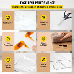 SucceBuy Transparent PVC Table Cover Protector (1.5–2mm Thick)