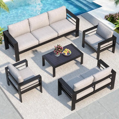 Oversized Aluminum Patio Furniture Set – All-Weather Deep Seating