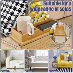Bamboo Wood Foldable Sofa Armrest Cup Holder Tray