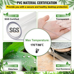 SucceBuy Transparent PVC Table Cover Protector (1.5–2mm Thick)